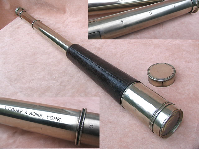 T Cooke & Sons of York 2 draw telescope 30x to 60x magnification